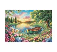 Lake Boat Cabin Rural Countryside Wild Nature Beautiful Serene Puzzle 1000 Pezzi Rompicapo Difficile Adulti Collezionisti Per Amanti Del Puzzle Intelligenza E Relax Pressione Ridotta Regalo 1000 PCS