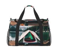 Lake Camping Print Weekender Pernottamento Carry On Bag Duffel Bag per Viaggio Donne Uomini Palestra Bagagli Borsa Carry on, Nero , Taglia unica