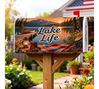 Lake - Coperture magnetiche per cassette postali, rustiche per esterni, per canoa, lanterna, estate, blu, decorazione per esterni, 45,7 x 53,3 cm