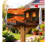 Lake - Coperture magnetiche per cassette postali, stile rustico, naturale, con anatre al tramonto, estive, arancioni, per esterni, decorazione per portico anteriore, 53 x 65 cm