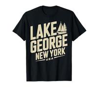 Lake George New York Bold Vintage Viaggio Souvenir Maglietta
