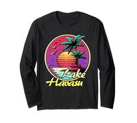 Lake Havasu. 80s Palm Sunset. Tropical Beach Summer. Maglia a Manica