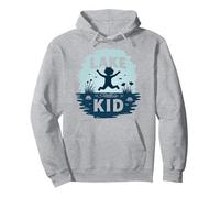 Lake Kid: gioiosa Avventura Estiva Splash Felpa con Cappuccio, Unisex per Adulti, Grigio Melange, S