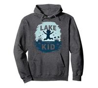 Lake Kid: gioiosa Avventura Estiva Splash Felpa con Cappuccio, Unisex per Adulti, Grigio Scuro, M