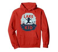 Lake Kid: gioiosa Avventura Estiva Splash Felpa con Cappuccio, Unisex per Adulti, Rosso, L