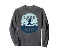 Lake Kid: gioiosa Avventura Estiva Splash Felpa, Unisex per Adulti, Grigio Scuro, XXL