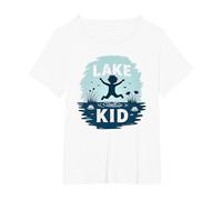 Lake Kid: gioiosa Avventura Estiva Splash Maglietta, Donna Plus-Size, Bianco, 6X