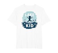 Lake Kid: gioiosa Avventura Estiva Splash Maglietta, Uomo Taglie Grandi, Bianco, 3X Tall