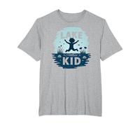 Lake Kid: gioiosa Avventura Estiva Splash Maglietta, Uomo Taglie Grandi, Grigio Melange, 6X Tall