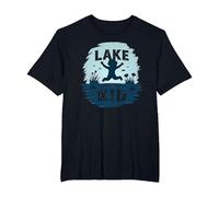 Lake Kid: gioiosa Avventura Estiva Splash Maglietta, Uomo Taglie Grandi, Nero, 6X Tall