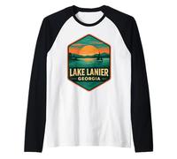 Lake Lanier Camicia Vintage Rustico Camping Dock Georgia USA Maglia con Maniche Raglan
