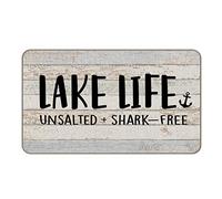 Lake Life Anchor Unsalted + Shark - Free Sailor Nautical Tappeti Da Bagno Lavabile In Lavatrice Zerbino Asciugapassi Asciugatura Rapida Tappeto Da Bagno Per Esterno Interno Cucina 40X60 Cm