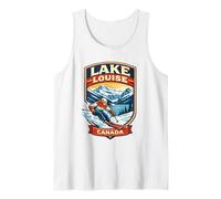 Lake Louise Canada Sci Vintage Montagna Grafica Canotta