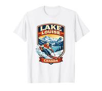 Lake Louise Canada Sci Vintage Montagna Grafica Maglietta