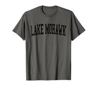 Lake Mohawk NJ, stile college vintage, nero invecchiato Maglietta