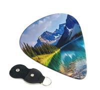 Lake Mountain Landscape - Confezione da 6 plettri per chitarra con supporto, plettri per chitarra personalizzati, antiscivolo, portatili, ukulele, basso, 0,96 mm, per amanti della chitarra acustica