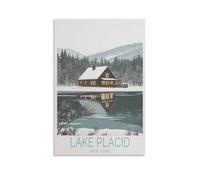 Lake Placid New York, stampa artistica da parete su tela, per soggiorno, camera da letto, bagno, ufficio, decorazione per la casa, 50 x 75 cm