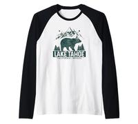 Lake Tahoe Vintage Mountains Orso California Nevada Maglia con Maniche Raglan