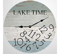 Lake Time In Legno - Quattro Colori Qualunque Sia Il Tempo Del Lago Rotondo Quarzo Orologi Da Appendere Facile Lettura Orologio Muro Silenzioso Orologio Da Parete Per Cucina Soggiorno Bar 25Cm
