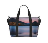 Lake Under Sunset - Borsa a tracolla da viaggio, borsa a tracolla singola, borsa sportiva e fitness, borsa per il fine settimana, nera, taglia unica, Nero , Taglia unica
