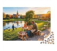 Lake Village 1000 Pezzi Jigsaw Puzzle Riciclabile Pastoral Realism Puzzles per Anziani Accessori per il Tempo di Gioco in Famiglia Allevia la Demenza Senile Great Regalo 70x50cm/1000 Pezzi