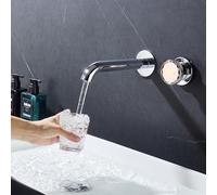 LakeBayMZC Rubinetto da incasso per montaggio a parete con indicatore di Temperatura a LED, Rubinetto Bagno Lavabo Con 2 tipi di getto d'acqua,Ottone,Orientabile a 360°, Erogazione 21 cm,Cromato