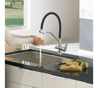 LakeBayMZC Rubinetto Lavello Cucina 3 Vie Per Sistemi Osmosi,3 in 1 Miscelatore Cucina per Acqua Potabile a Doppia Leva,Miscelatore per Lavello Con Beccuccio Flessibile,Girevole a 360 °,spazzolato