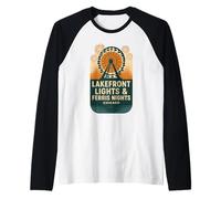 Lakefront Lights Chicago Maglia Ferris Wheel Fireworks Retro Maglia con Maniche Raglan