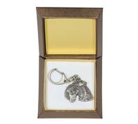 Lakeland Terrier - Argento Placcato Portachiavi Con Uno Cane, Scatola Art Dog