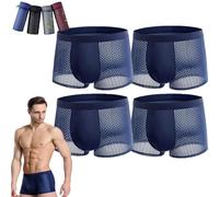 LAKEMON Boxer in Fibra di bambù, Boxer in bambù Box Hero, Boxer in Fibra di bambù 4 Pezzi - per Un Comfort Che Dura Tutto Il Giorno (4XL (85-100KG),Blue)