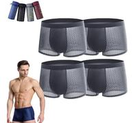 LAKEMON Boxer in Fibra di bambù, Boxer in bambù Box Hero, Boxer in Fibra di bambù 4 Pezzi - per Un Comfort Che Dura Tutto Il Giorno (2XL (65-75KG),Grey)