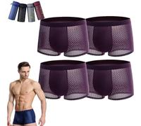 LAKEMON Boxer in Fibra di bambù, Boxer in bambù Box Hero, Boxer in Fibra di bambù 4 Pezzi - per Un Comfort Che Dura Tutto Il Giorno (4XL (85-100KG),Red)