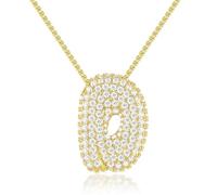 LAKEMON Collana con Lettera a Bolle, collane con iniziali in Oro per Donna, Collana con Lettera squisita placcata in Oro 14K, Collana con Lettera in zirconi cubici (Letter-D)