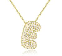 LAKEMON Collana con Lettera a Bolle, collane con iniziali in Oro per Donna, Collana con Lettera squisita placcata in Oro 14K, Collana con Lettera in zirconi cubici (Letter-E)