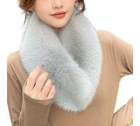 LAKEMON Sciarpa in Finta Pelliccia, Sciarpe con Colletto Solido Addensato Caldo da Donna, Sciarpa Scaldacollo Invernale in Pelliccia da Donna (Gray)