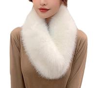 LAKEMON Sciarpa in Finta Pelliccia, Sciarpe con Colletto Solido Addensato Caldo da Donna, Sciarpa Scaldacollo Invernale in Pelliccia da Donna (White)