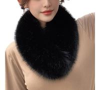 LAKEMON Sciarpa in Finta Pelliccia, Sciarpe con Colletto Solido Addensato Caldo da Donna, Sciarpa Scaldacollo Invernale in Pelliccia da Donna (Black)