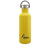 Laken Bot. AC. Inox Basic 1L,tapón Acero/bambú - Amarillo