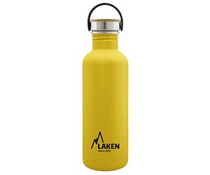 Laken Bot. AC. Inox Basic 1L,tapón Acero/bambú - Amarillo