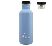 LAKEN Bottiglia Basic in acciaio inox con tappo a vite in acciaio e bocca larga, 1 l, blu