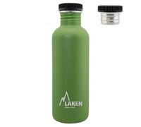 LAKEN Bottiglia Basic in Acciaio Inox con Tappo a Vite in Acciaio e Bocca Larga, 1 l, Verde Oliva
