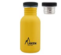 LAKEN Bottiglia Basic in Acciaio Inox con Tappo a Vite in Acciaio e Bocca Larga 500 ml, Giallo