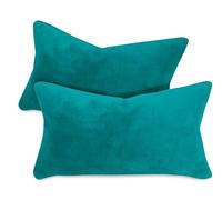 laken24 - Federe per cuscini in pile corallo (2 pezzi) - in 11 colori tinta unita - in 3 misure, nero, ca. 30 x 50 cm