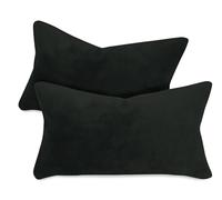 laken24 - Federe per cuscini in pile corallo (2 pezzi) - in 11 colori tinta unita - in 3 misure, Nero , ca. 30 x 50 cm