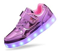 LakeRom Scarpe da ginnastica per bambini con luci LED, per ragazzi e ragazze, ricarica USB, lampeggianti, scarpe da ginnastica alte, Dblue, 4.5 Big Kid