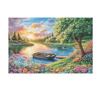 Lakeside Boat Tree Forest Wild Nature Rural Countryside Puzzle 1000 Pezzi Rompicapo Per Momentidi Pace Attività Solitaria Rilassante Antistress Naturale Regalo Per Chi Ama La Tranquillità 1000 PCS