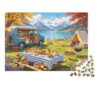 Lakeside Camp 1000 Pezzo Puzzles Recycled Outdoor Scenery Puzzle per Anziani Accessori da Gioco Puzzle for Famiglia e Amici Compleanni Great Gift 52x38cm/1000pcs
