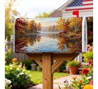 Lakeside, Coperture magnetiche per cassette postali, rustiche e moderne, con alberi che riflettono l'autunno, decorazione per porta d'ingresso, 53 x 64 cm