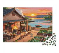 Lakeside Cottage Jigsaw Puzzles 1000Pc Materiale Riciclabile Rural Garden Anziano Puzzles Impossible Hard Difficult Challenging Educational Game for Men 52x38cm/1000pcs