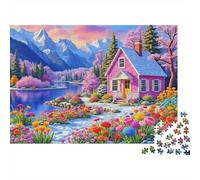 Lakeside Cottage Puzzle 1000 Pezzi Carta per Adulti Spring Garden Gioco di Puzzle 1000 Pezzi Rilassante Decorazione Regalo 38x26cm/1000pcs